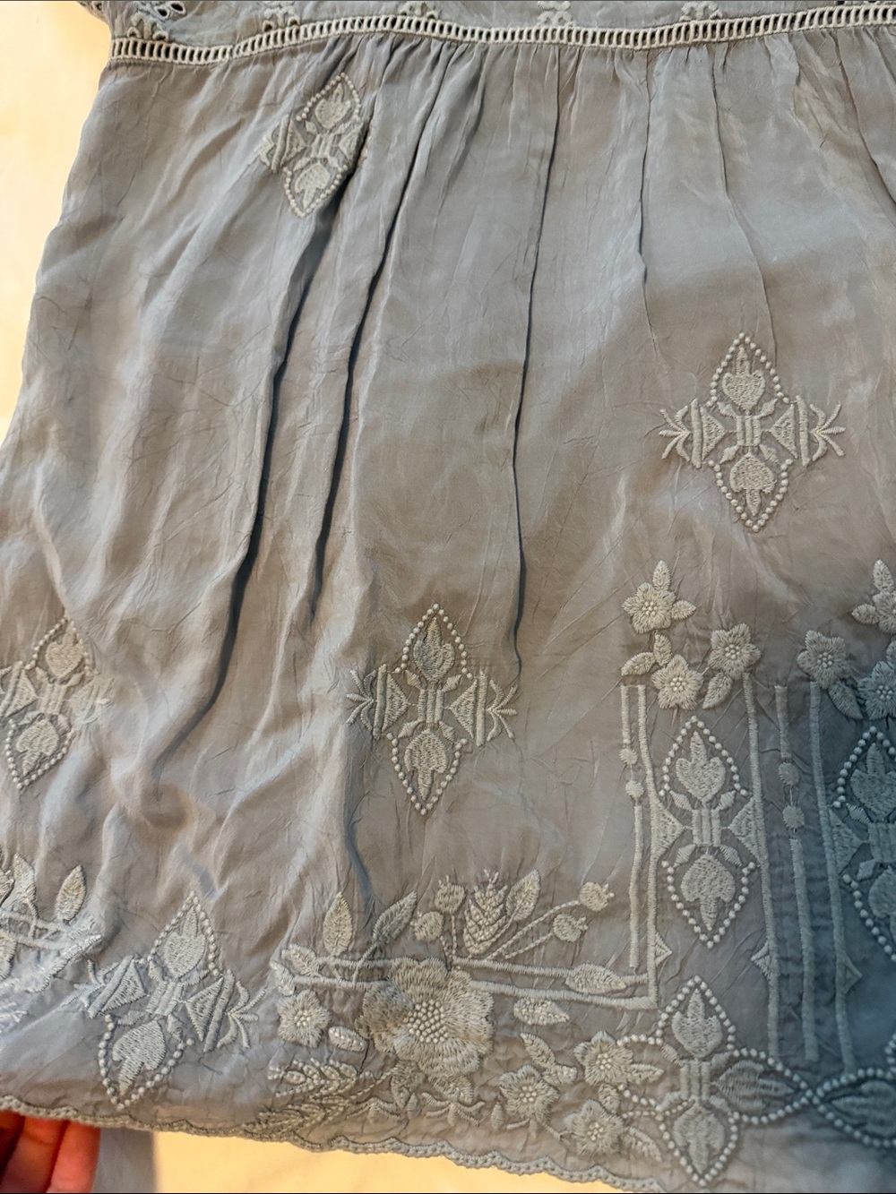 Johnny Was Boho Embroidered Gray Peasant Top Large - Picture 4 of 8